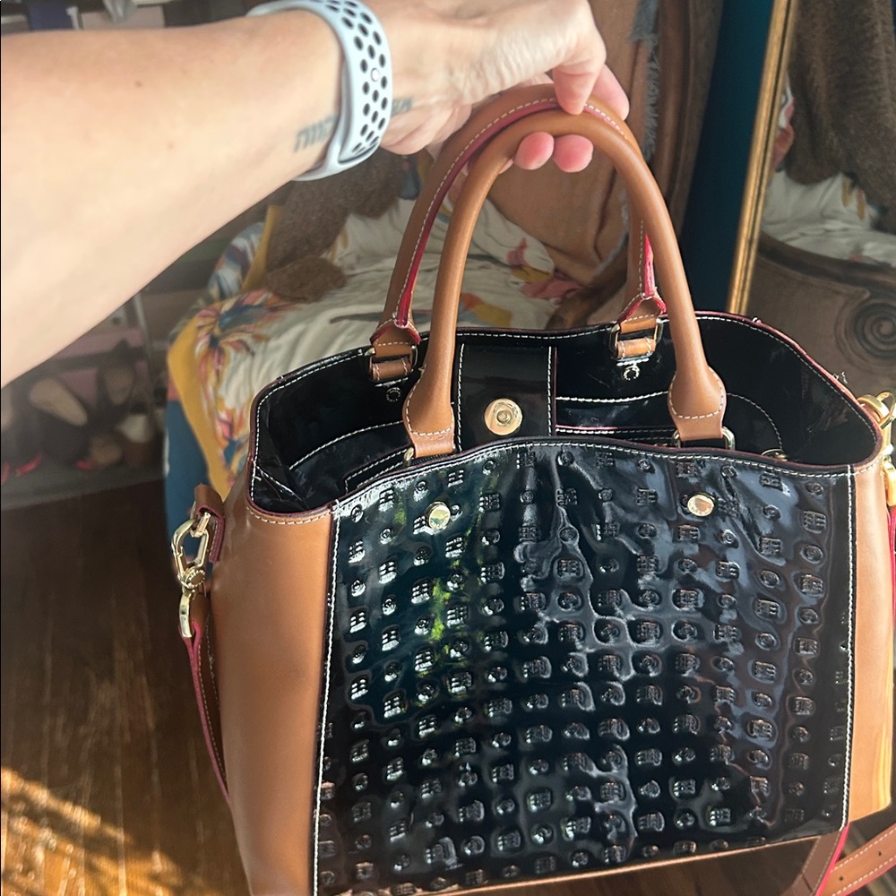 Arcadia Black and Brown Leather Handbag